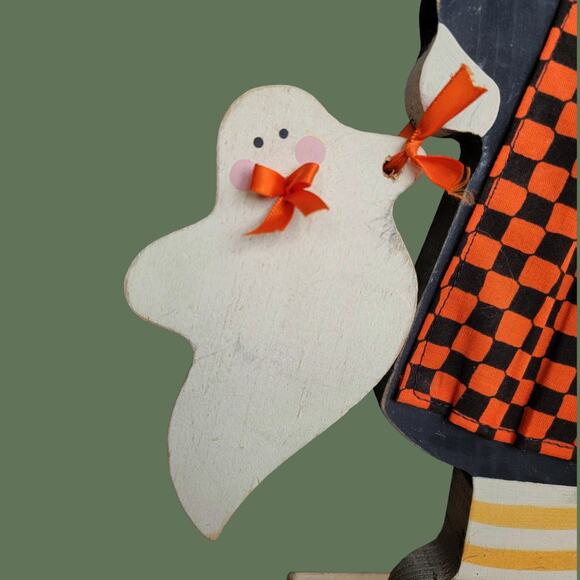 Vintage 1992 Halloween Witch Standing Wood Cut Out Decor - Picture 5 of 8